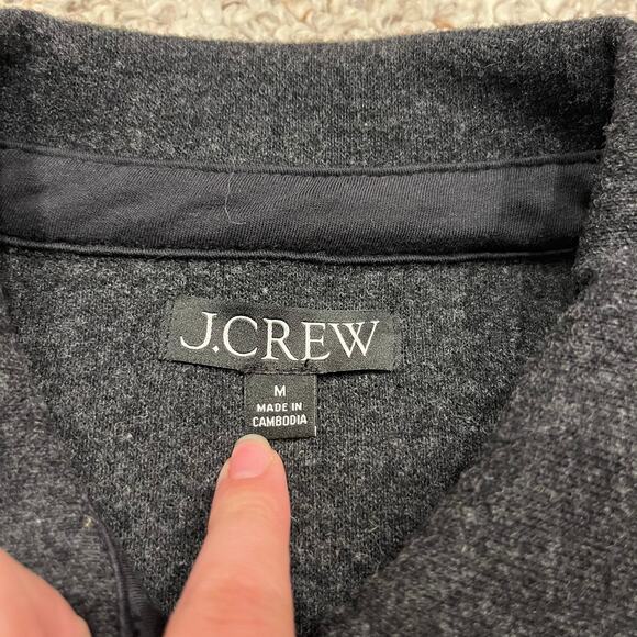 J Crew Wool Blend Shirt Jacket Sz M Gray Preppy Shacket Old Money Gold Button - Picture 9 of 9